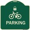 Signmission Parking With Cycle and Lock Symbol Heavy-Gauge Aluminum Architectural Sign, 18" x 18", G-1818-23476 A-DES-G-1818-23476 - alternate 1
